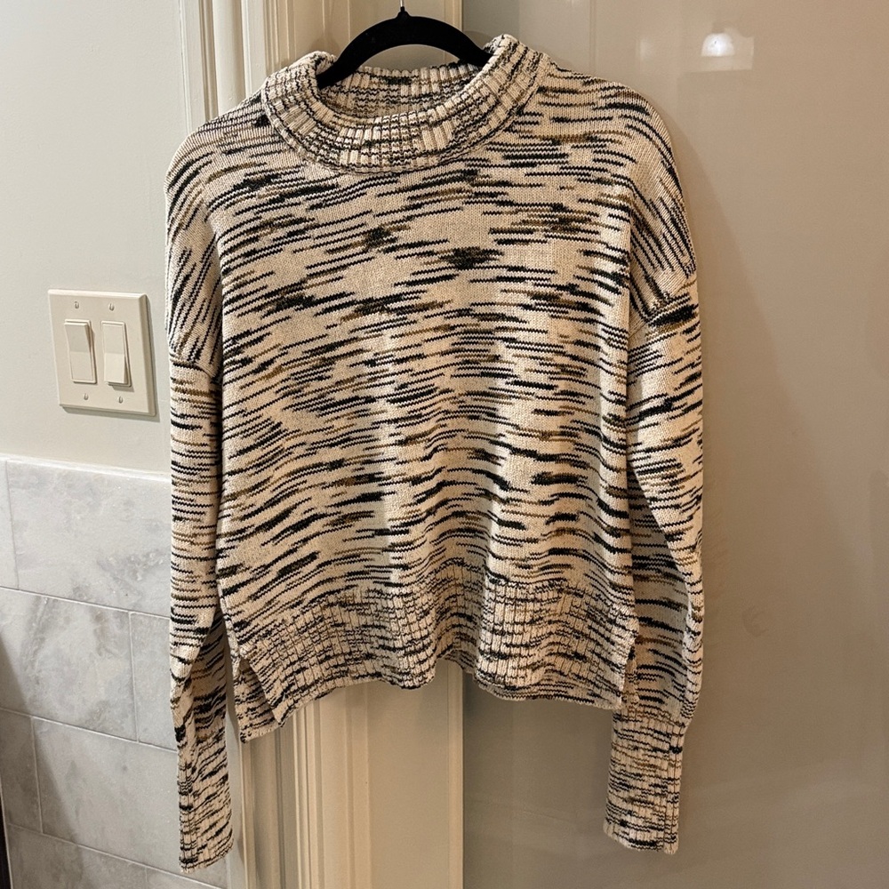 Veronica Beard Gerona Striped Knit Sweater in Cream and Black large
